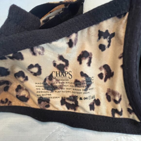 Chaps 36-C Leopard Print Bra, Color Maple Brown and Black, Thin Soft Foam Cups - Picture 4 of 5